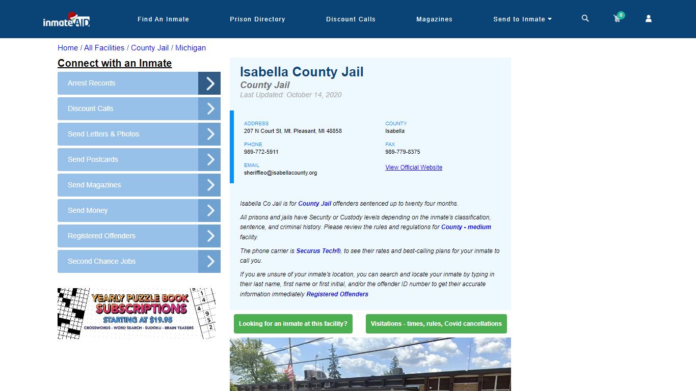 Isabella County Jail - Inmate Locator - Mt. Pleasant, MI